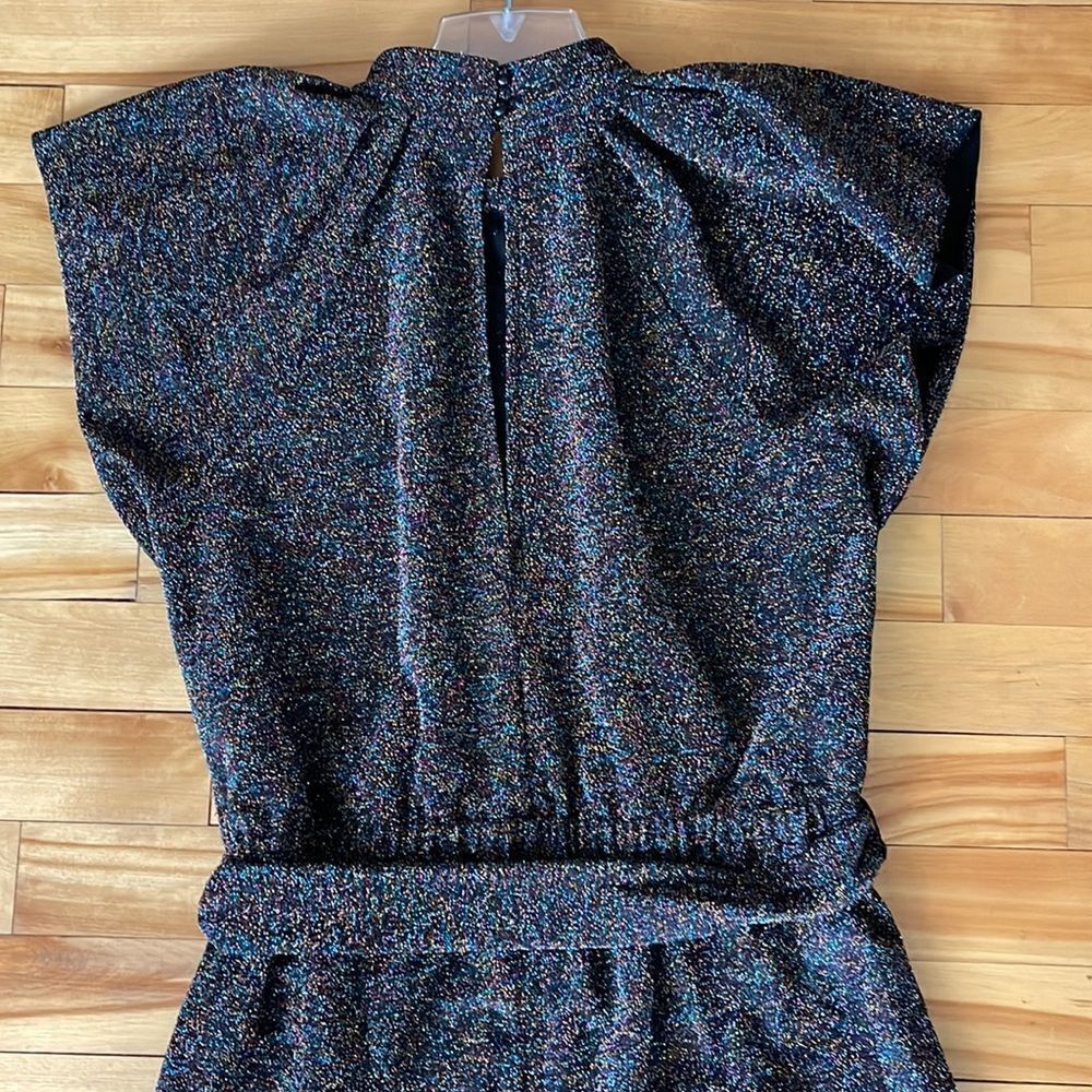 Nine West multi-color metallic sparkle elastic waist/tie belt jumpsuit. Small. - Picture 5 of 7